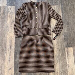 Black and Brown Houndstooth Skirt Suit Set
